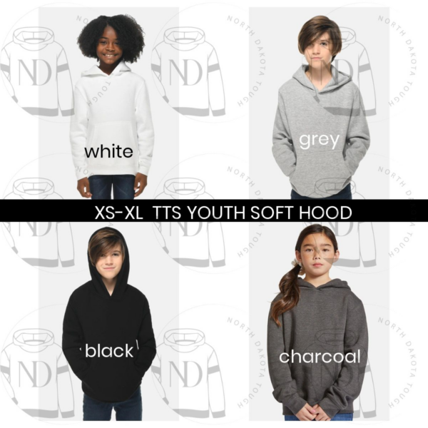 A group of young people wearing different colors and sizes.
