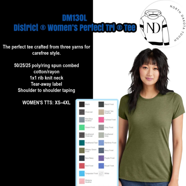 A woman wearing a green shirt and black pants.