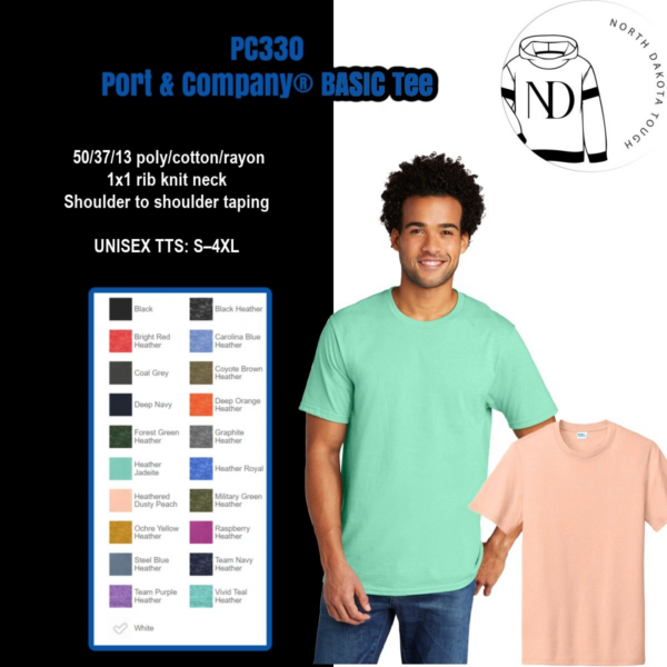 A man wearing a t-shirt with different colors of shirts.