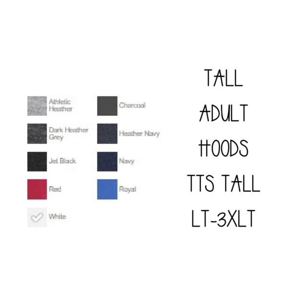 A color chart of different colors for various hoods.