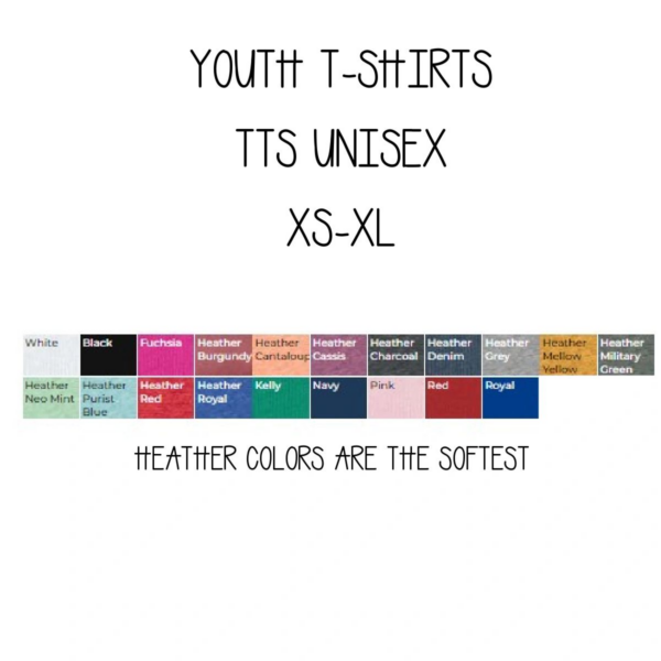 A picture of different colors and sizes of shirts.