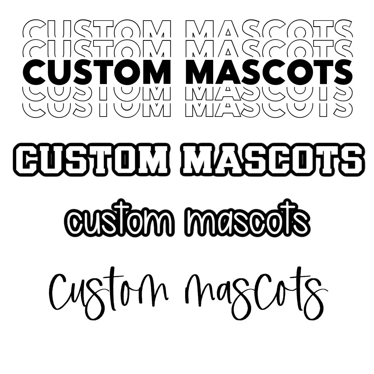A bunch of different types of custom mascots