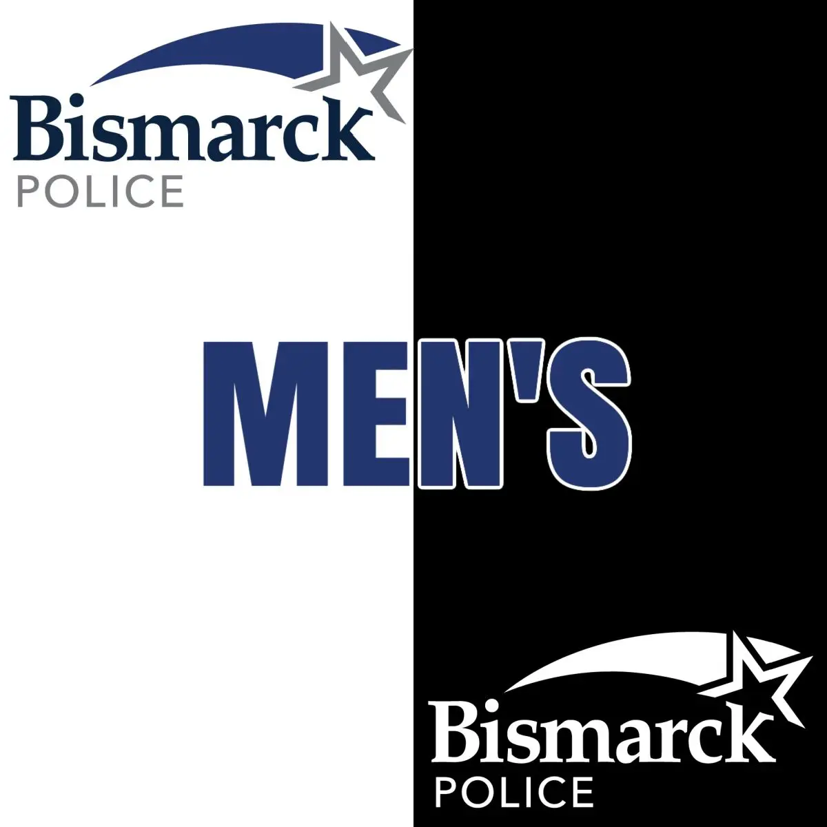 A black and white photo of two men 's logos.
