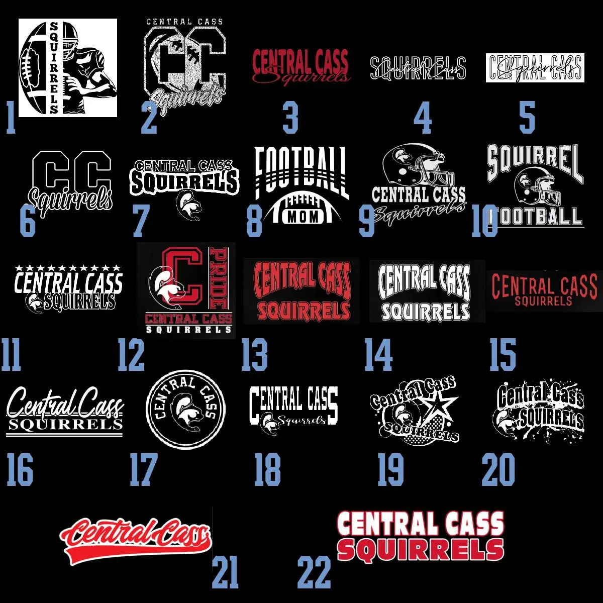 A number of different logos on a black background