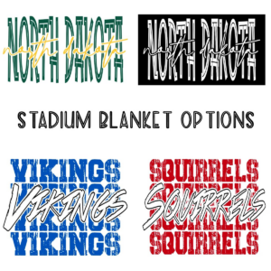 A series of four different designs for stadium blankets.
