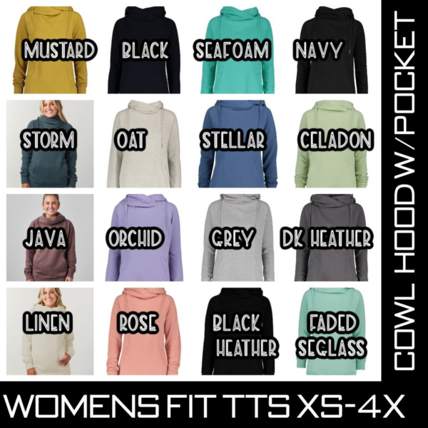 A picture of different colors and sizes of hoodies.
