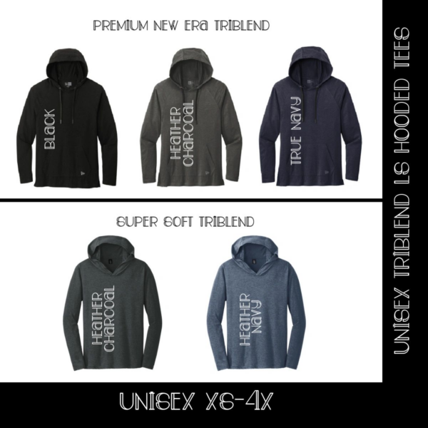 A bunch of different colored hoodies with different designs