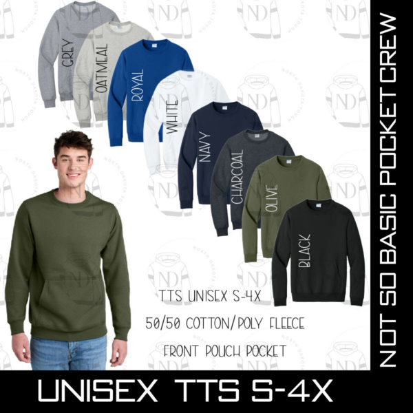 A picture of different colors and sizes of the same sweatshirt.