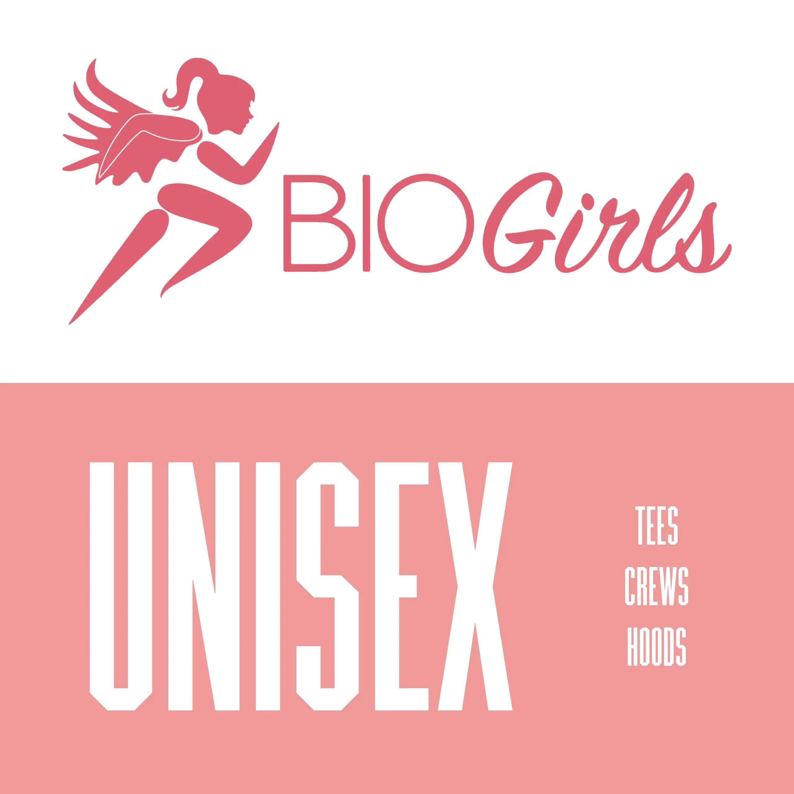 A pink and white logo with the words " unisex ".