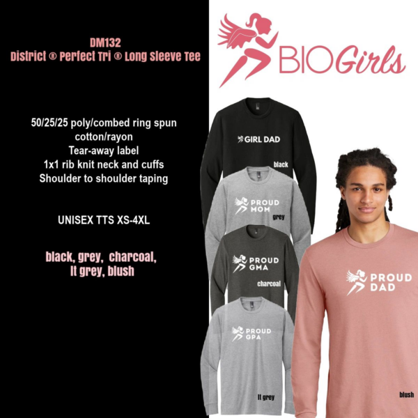 A group of different colored long sleeve shirts.