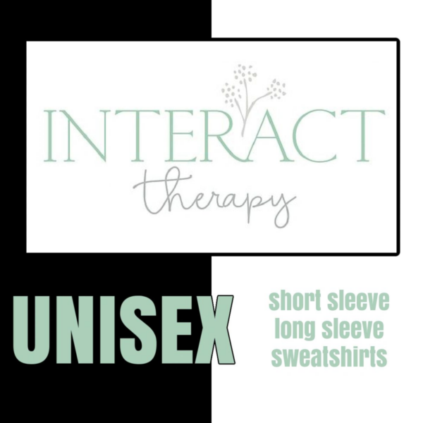 A black and white picture of the words " interact therapy."