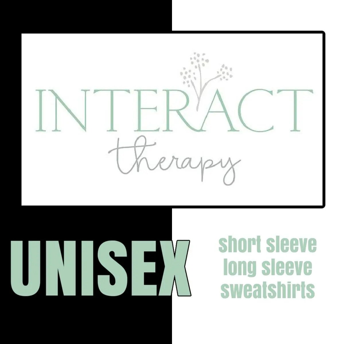 A black and white picture of the words " interact therapy."