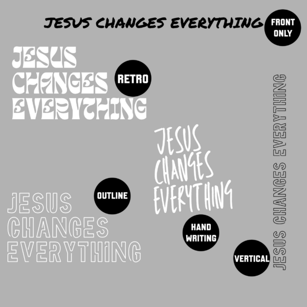 A series of stickers that say jesus changes everything.