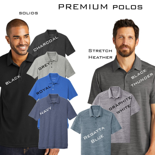 A man wearing different colors of polo shirts.