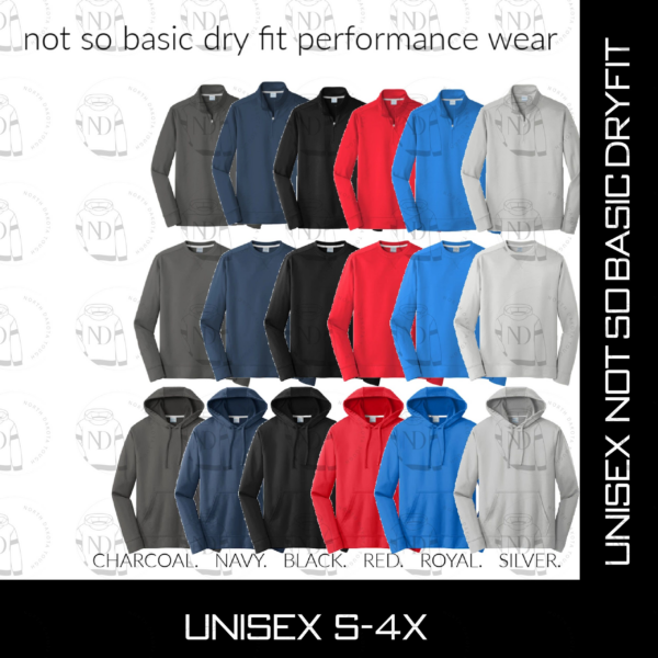 A group of different colored jackets and hats.