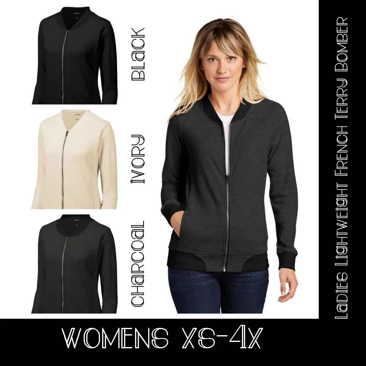 A woman wearing different colors of jackets.