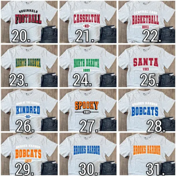 A bunch of different teams are on the shirts