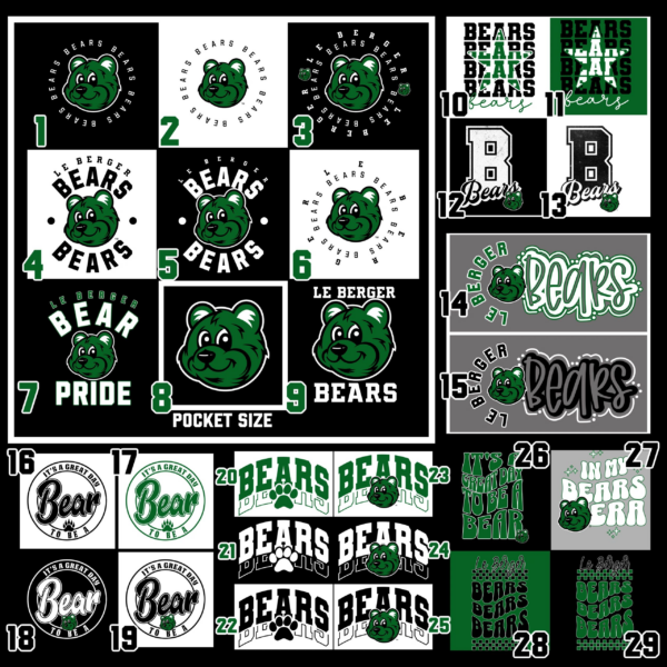 A bunch of bears are on different designs