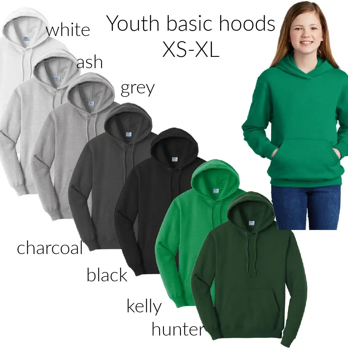 A girl wearing different colors of hoodies.