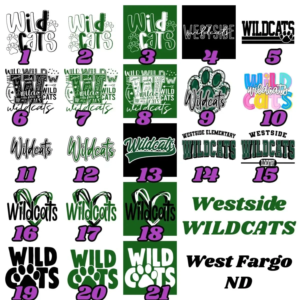 A number of different designs on the same page
