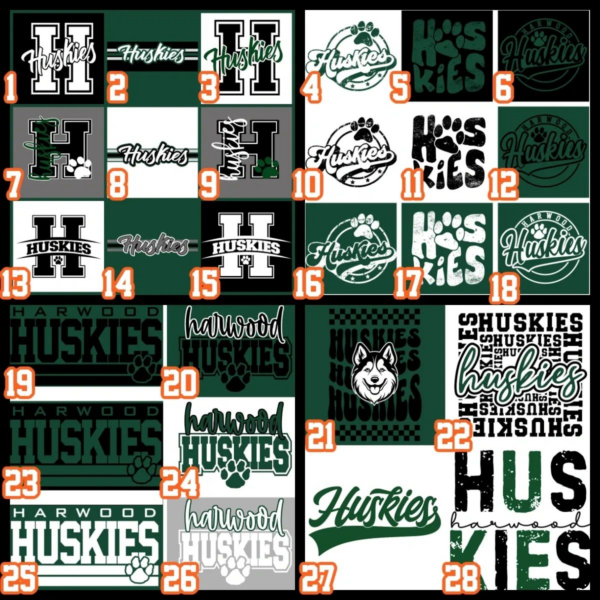 A number of different logos and numbers on the same sheet