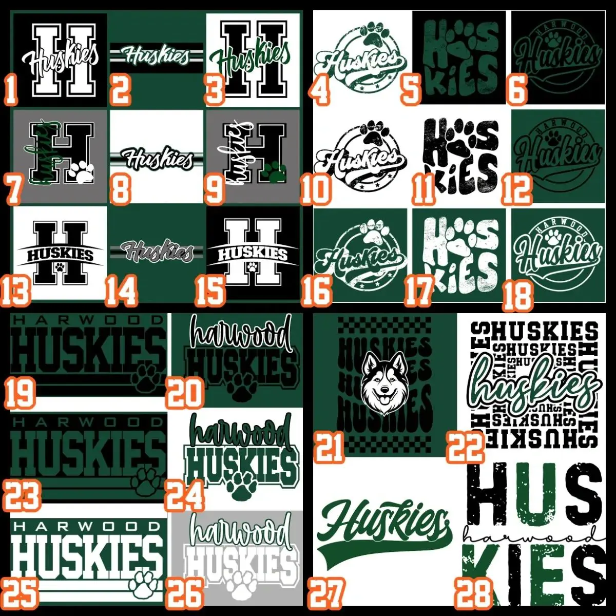 A number of different logos and numbers on the same sheet