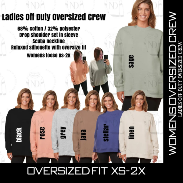 A women 's crew neck sweater in different colors.