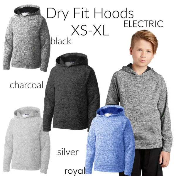 A boy wearing different colors of hoodies.