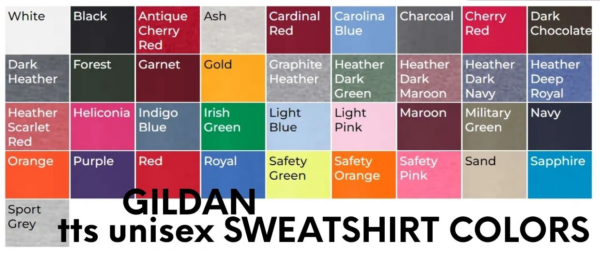 A color swatch of the many colors in the jordan sex sweatshirt.