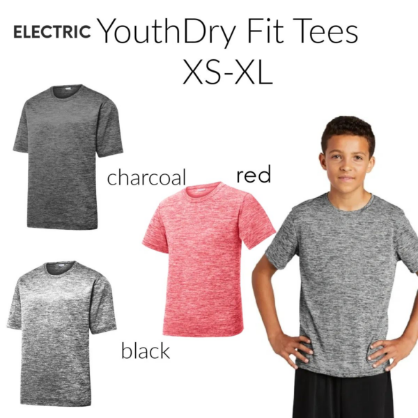 A young boy wearing different colors of shirts.