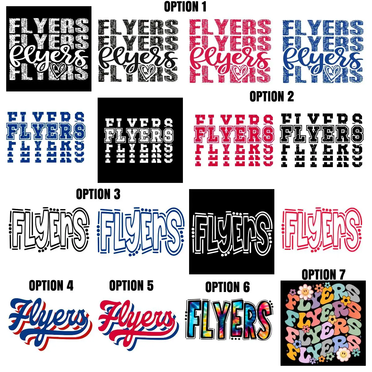 A series of different types of flyers