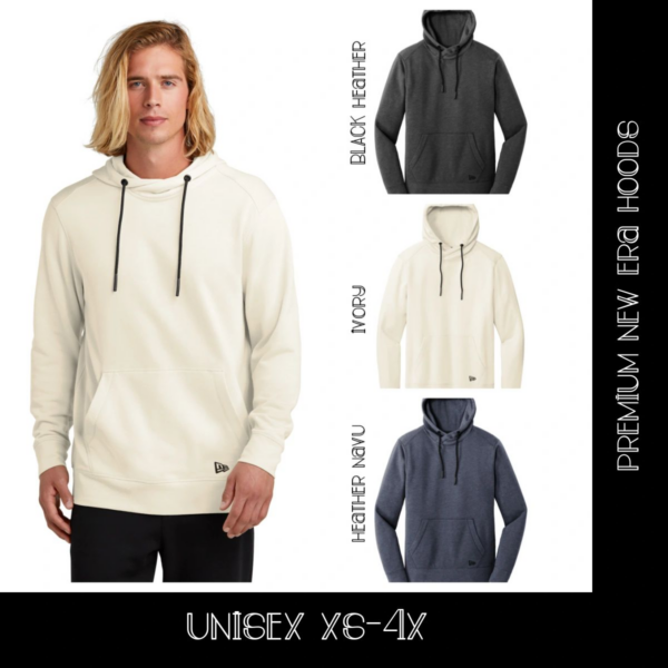 A man wearing different colored hoodies with the words " unbox xe-4 x ".