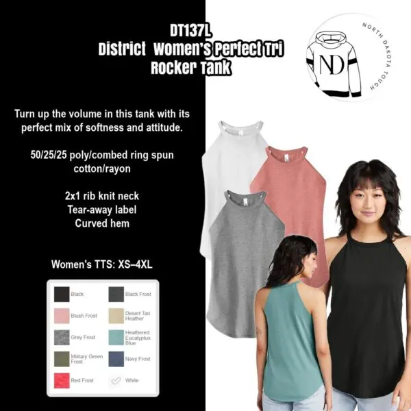 A woman wearing a tank top with a black shirt.