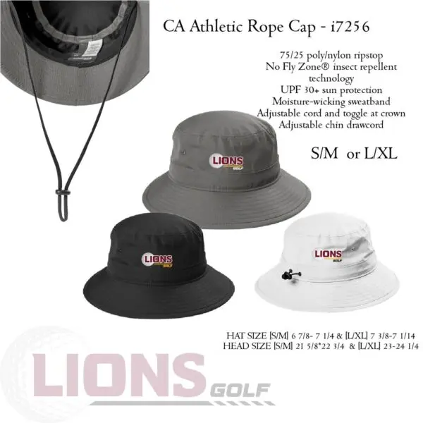 A group of four different hats with the words " ca athletic rope cap ".