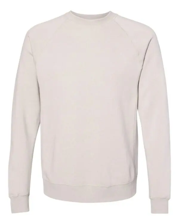 A white sweatshirt with a black collar and sleeves.