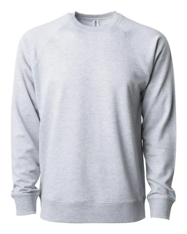 A man wearing a gray sweatshirt with a white background