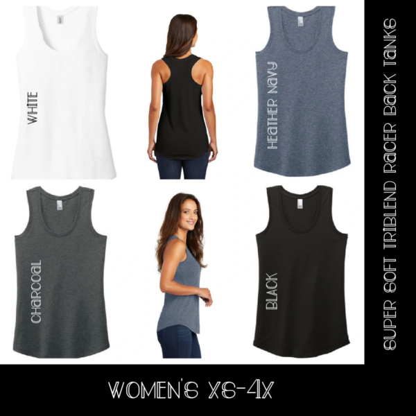 A group of women wearing different colored tanks.