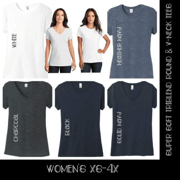 A woman wearing different colors of shirts and pants.