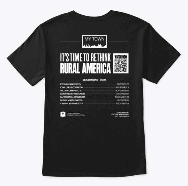 A black t-shirt with an image of the back of it.