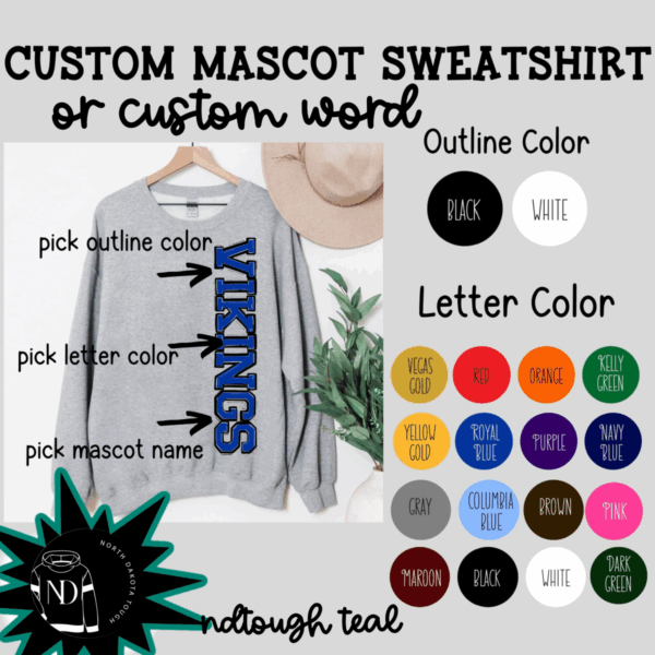 Oversized Vertical Custom Mascots or Words