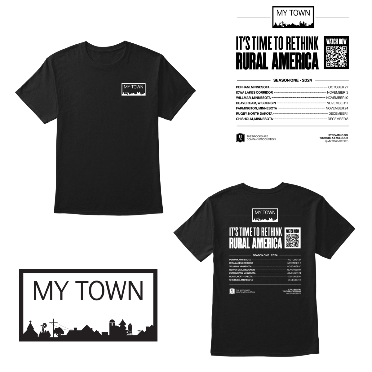 A black t-shirt with the city of my town on it.