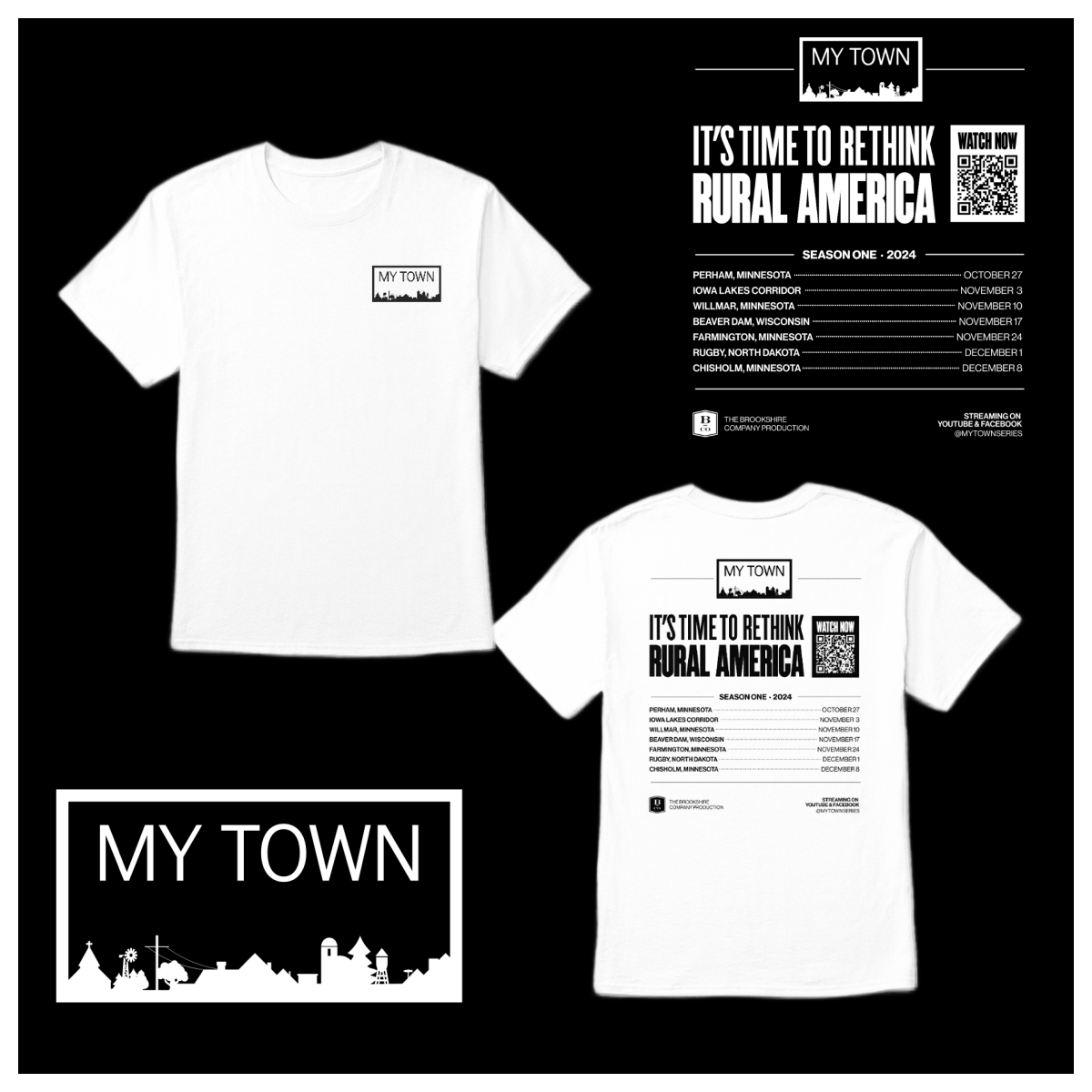 A white t-shirt with the city of my town on it.