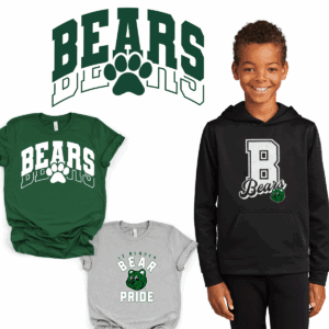 Child wearing Bears-themed clothing collection.