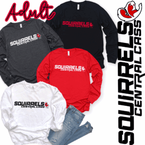 Central Cass Squirrels adult sweatshirts and jeans.