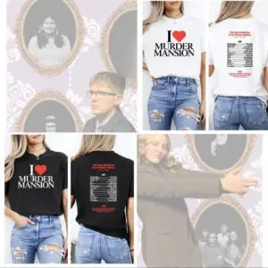 Murder Mansion heart graphic t-shirt collage