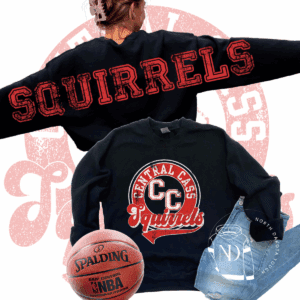 Central Cass Squirrels sweatshirt, basketball, jeans