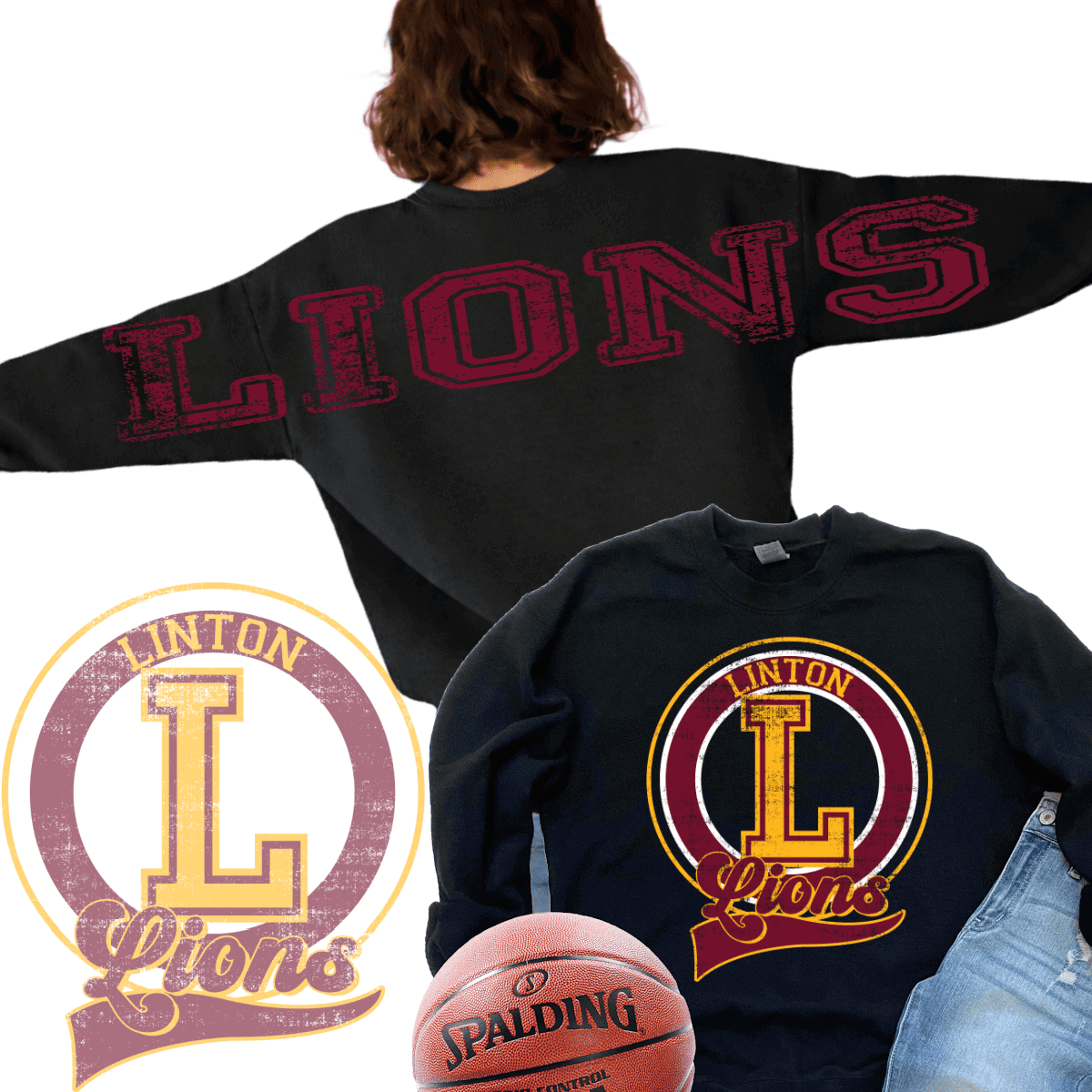 Linton Lions sweatshirts with basketball and jeans
