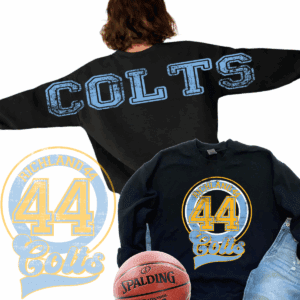 Black Colts sweatshirt with 44 emblem and basketball