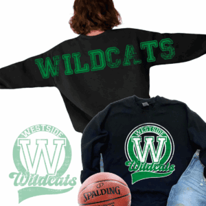 Westside Wildcats sweatshirts with basketball