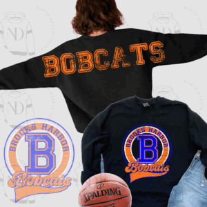 Black Bobcats sweatshirt with basketball logo